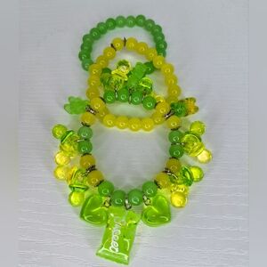 Teen/Kids Candy Apple 🍏 Green and Yellow Beaded Bracelet Set